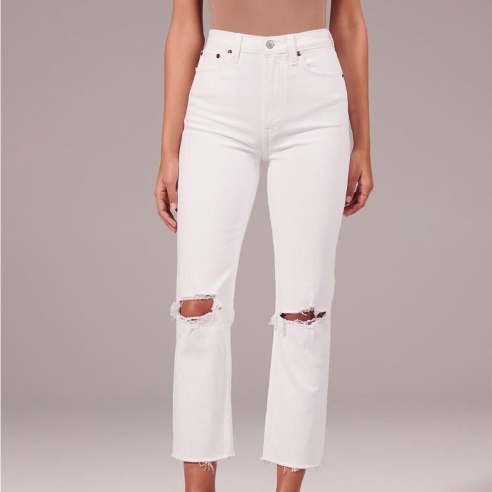 Abercrombie Ultra High Rise Ankle Straight Jeans - white - 26